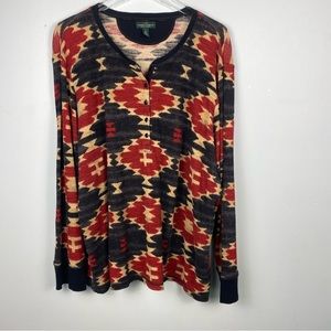 Lauren Ralph Lauren Red and Black Patterned Long Sleeve Top